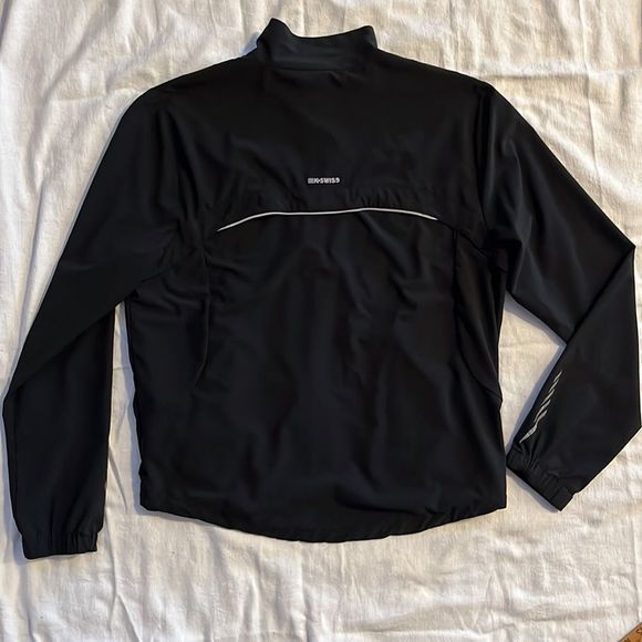 K-SWISS Black Zip-Up Lightweight Vented Reflection Tape Jacket, Size Men’s Large - Picture 2 of 16